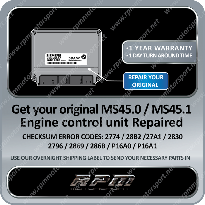 BMW MS45.0 / MS45.1 ECU Repair (DME RAM Checksum Error)