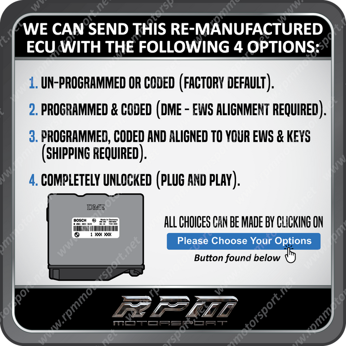 BMW E38 (7 Series) ME5.2 Remanufactured ECU 01/1996 to 05/1997