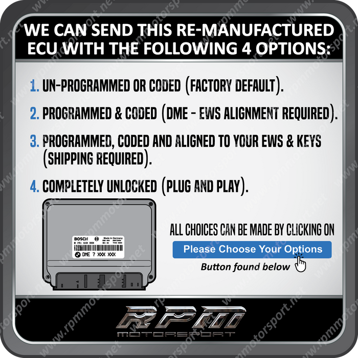 BMW E53 (X5 Series) ME7.2 Remanufactured ECU 10/1998 to 09/2003