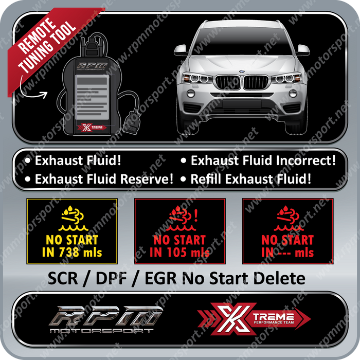 BMW X3 F25 28dX 2013 to 2017 SCR / DPF / EGR Delete