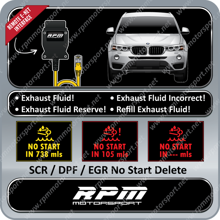 BMW F25 X3 28dX 2013 to 03/2015 SCR / DPF / EGR Delete