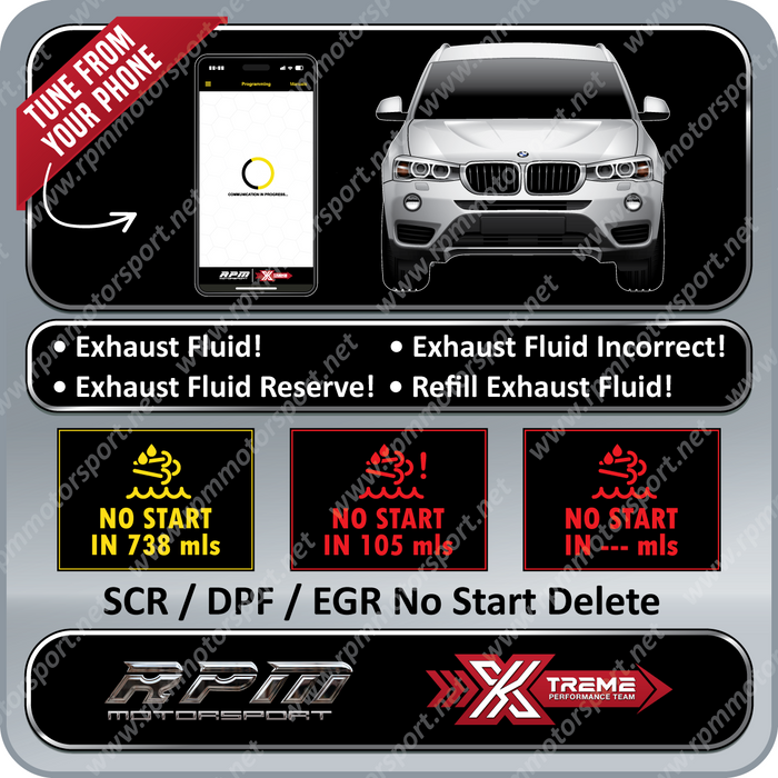 BMW F25 X3 28dX 2013 to 03/2015 SCR / DPF / EGR Delete