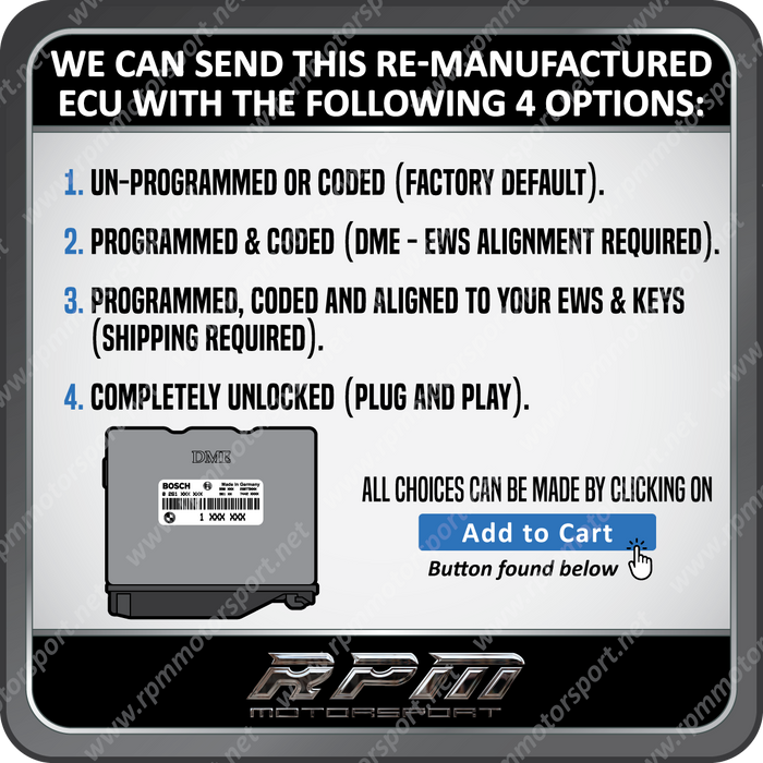 BMW E31 (8 Series) 0261203474 ME5.2 Re-manufactured ECU 05/1995 to 08/1997