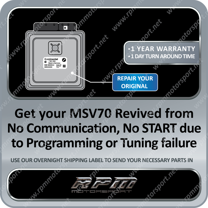 BMW MSV70 / MSS70 E90 E60 Z4 DME Revival Service (Bricked) 01/2005 To 08/2006